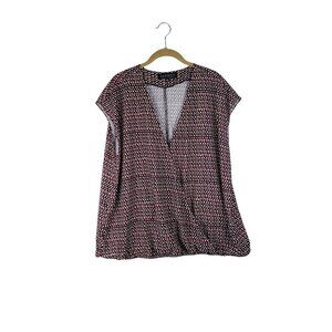 Eloquii Black White Red Dot Faux Wrap Crossover Surplice Career Blouse Size 18